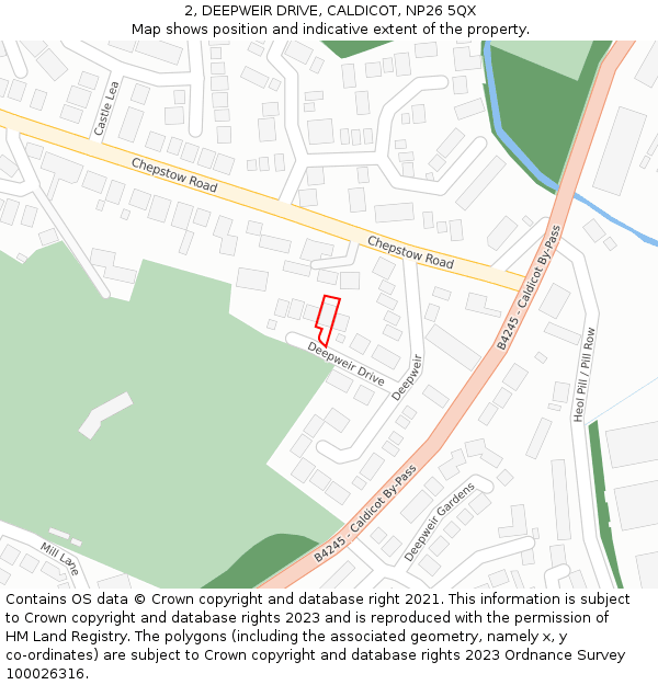 2, DEEPWEIR DRIVE, CALDICOT, NP26 5QX: Location map and indicative extent of plot
