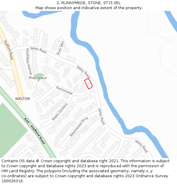 2, RUNNYMEDE, STONE, ST15 0EL: Location map and indicative extent of plot