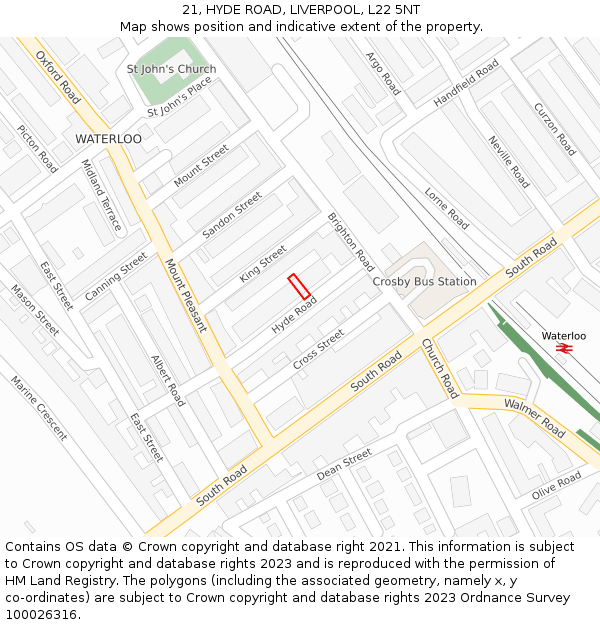 21, HYDE ROAD, LIVERPOOL, L22 5NT: Location map and indicative extent of plot