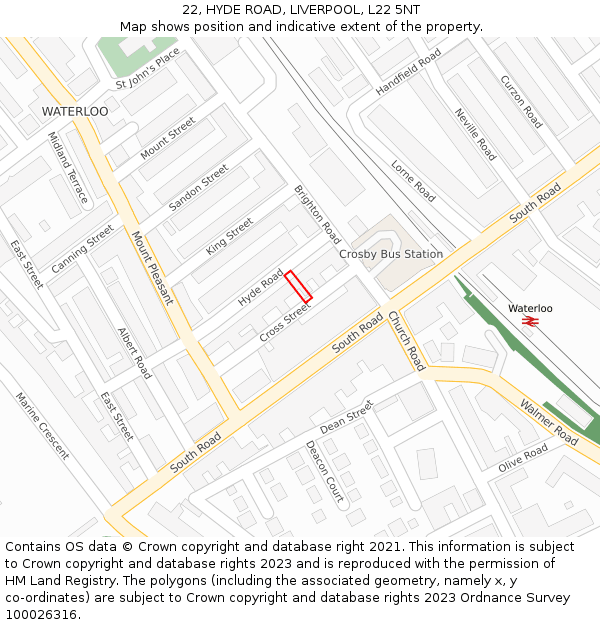 22, HYDE ROAD, LIVERPOOL, L22 5NT: Location map and indicative extent of plot