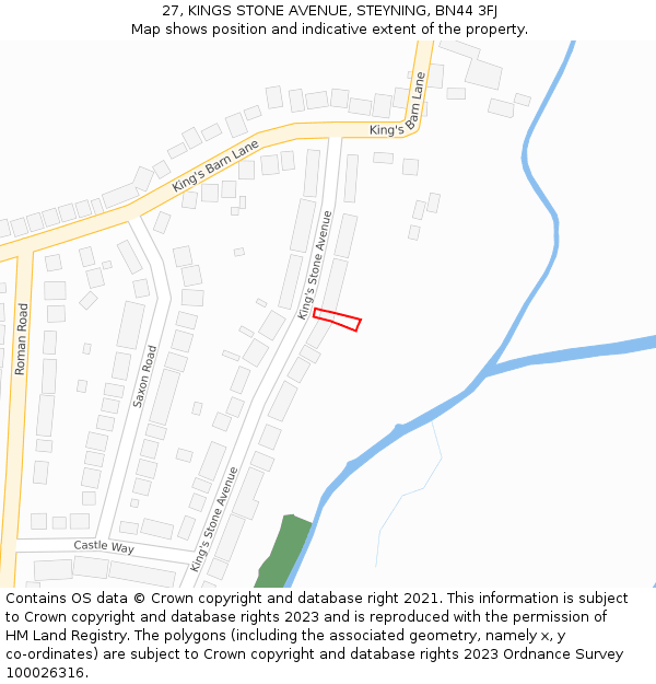 27, KINGS STONE AVENUE, STEYNING, BN44 3FJ: Location map and indicative extent of plot
