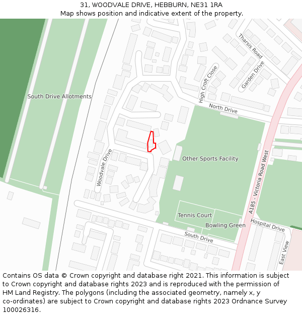31, WOODVALE DRIVE, HEBBURN, NE31 1RA: Location map and indicative extent of plot
