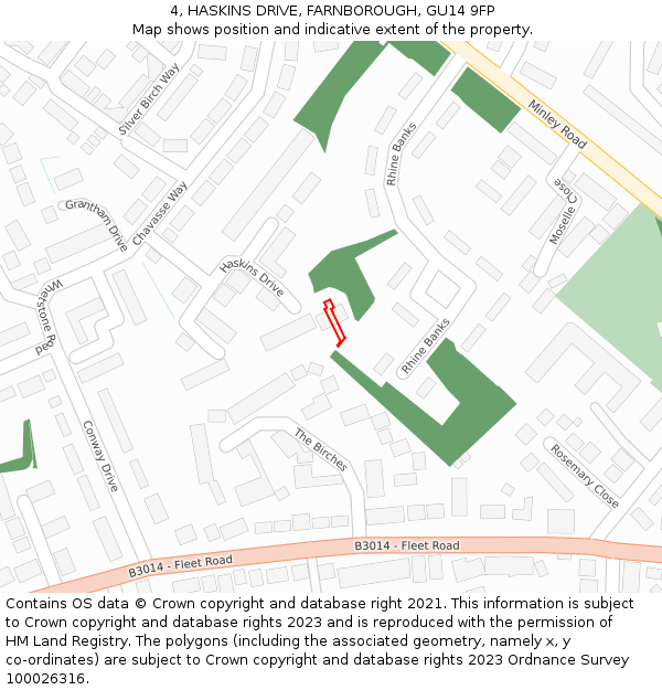 4, HASKINS DRIVE, FARNBOROUGH, GU14 9FP: Location map and indicative extent of plot