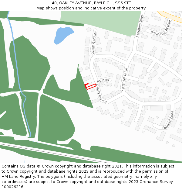 40, OAKLEY AVENUE, RAYLEIGH, SS6 9TE: Location map and indicative extent of plot
