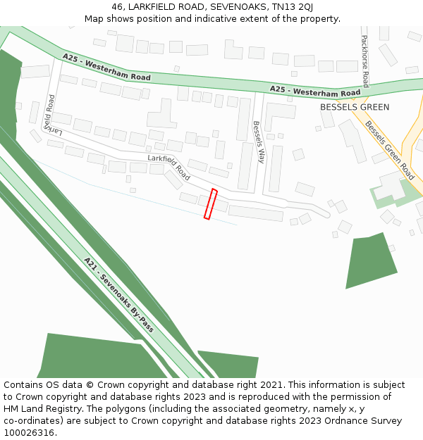 46, LARKFIELD ROAD, SEVENOAKS, TN13 2QJ: Location map and indicative extent of plot