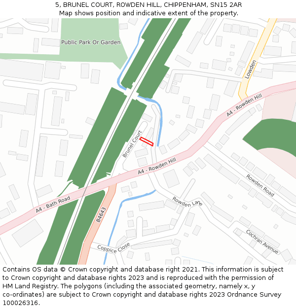5, BRUNEL COURT, ROWDEN HILL, CHIPPENHAM, SN15 2AR: Location map and indicative extent of plot