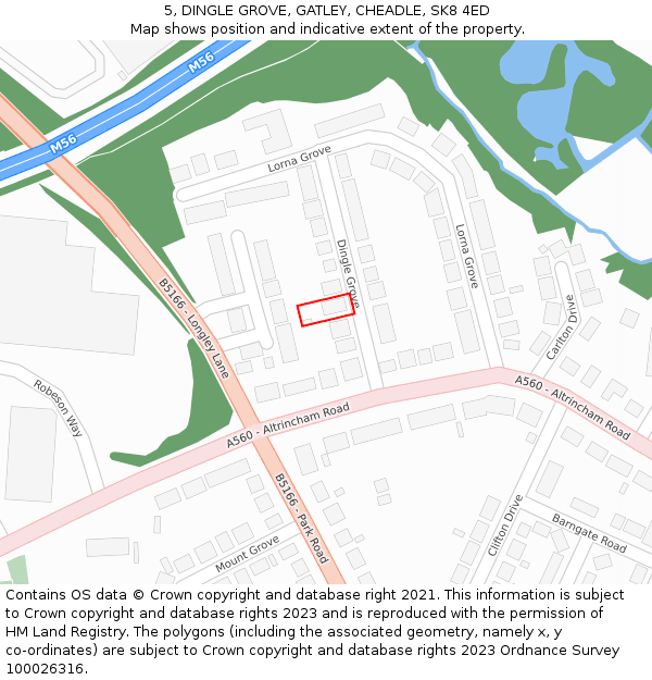 5, DINGLE GROVE, GATLEY, CHEADLE, SK8 4ED: Location map and indicative extent of plot