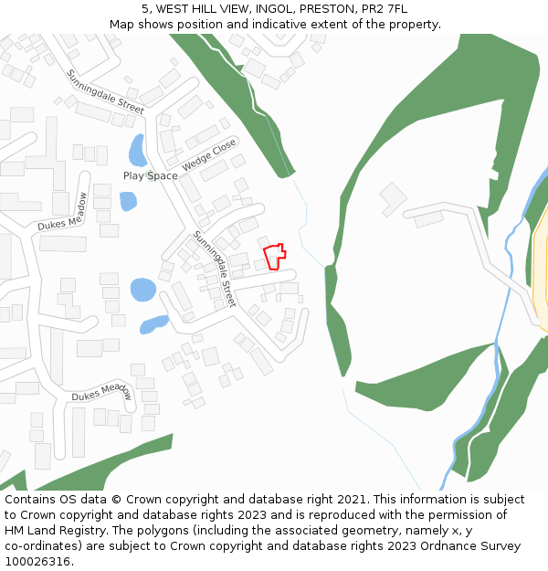 5, WEST HILL VIEW, INGOL, PRESTON, PR2 7FL: Location map and indicative extent of plot