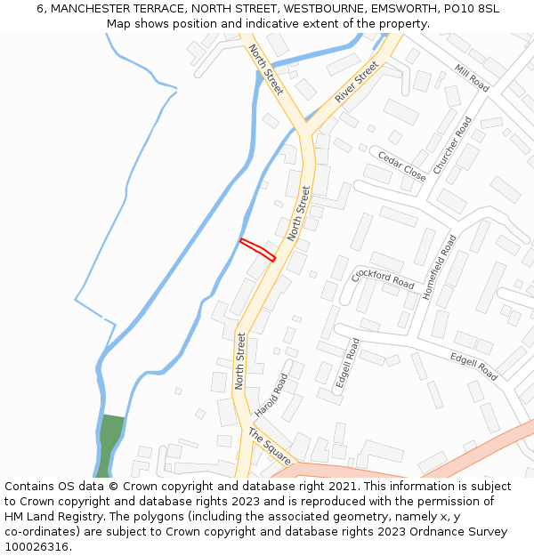 6, MANCHESTER TERRACE, NORTH STREET, WESTBOURNE, EMSWORTH, PO10 8SL: Location map and indicative extent of plot