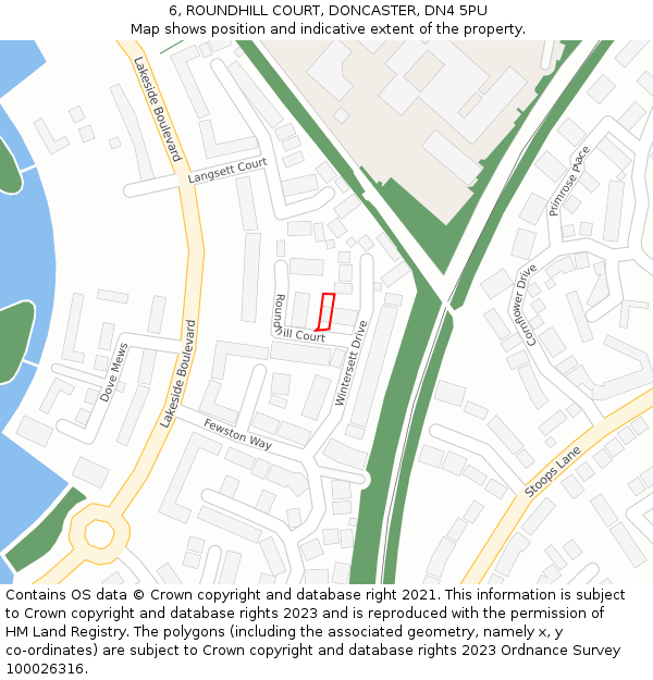 6, ROUNDHILL COURT, DONCASTER, DN4 5PU: Location map and indicative extent of plot