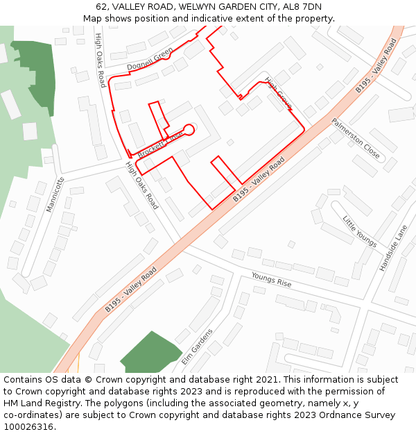 62, VALLEY ROAD, WELWYN GARDEN CITY, AL8 7DN: Location map and indicative extent of plot