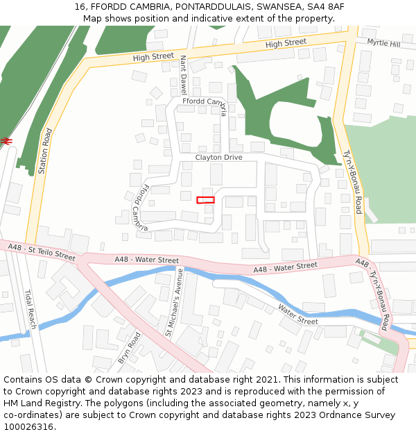 16, FFORDD CAMBRIA, PONTARDDULAIS, SWANSEA, SA4 8AF: Location map and indicative extent of plot