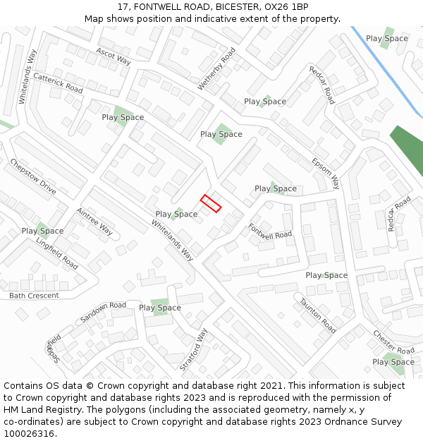 17, FONTWELL ROAD, BICESTER, OX26 1BP: Location map and indicative extent of plot