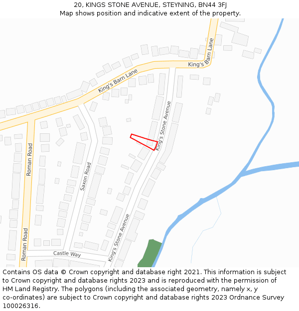 20, KINGS STONE AVENUE, STEYNING, BN44 3FJ: Location map and indicative extent of plot