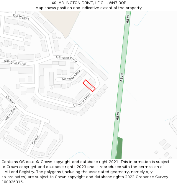 40, ARLINGTON DRIVE, LEIGH, WN7 3QP: Location map and indicative extent of plot