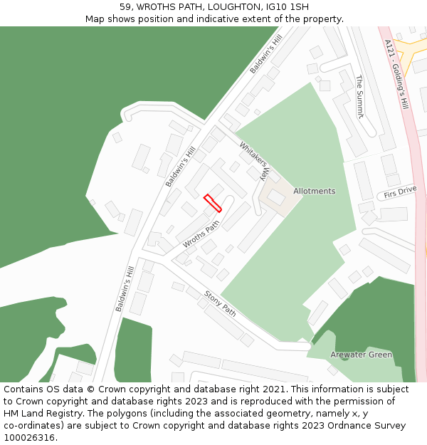 59, WROTHS PATH, LOUGHTON, IG10 1SH: Location map and indicative extent of plot