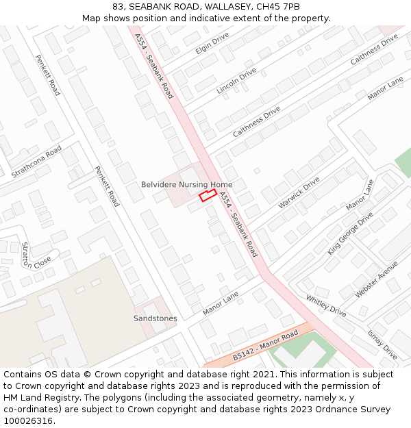 83, SEABANK ROAD, WALLASEY, CH45 7PB: Location map and indicative extent of plot
