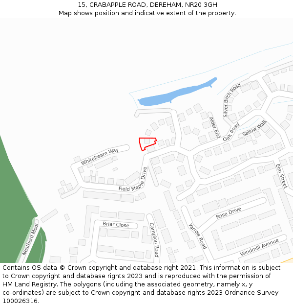 15, CRABAPPLE ROAD, DEREHAM, NR20 3GH: Location map and indicative extent of plot