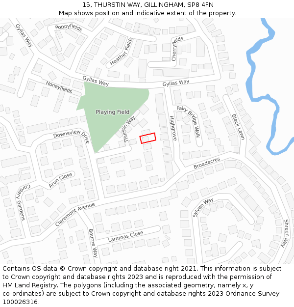 15, THURSTIN WAY, GILLINGHAM, SP8 4FN: Location map and indicative extent of plot