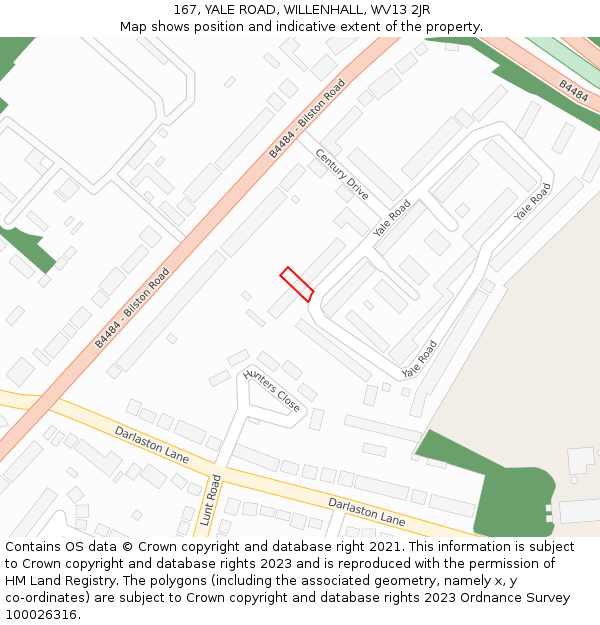 167, YALE ROAD, WILLENHALL, WV13 2JR: Location map and indicative extent of plot