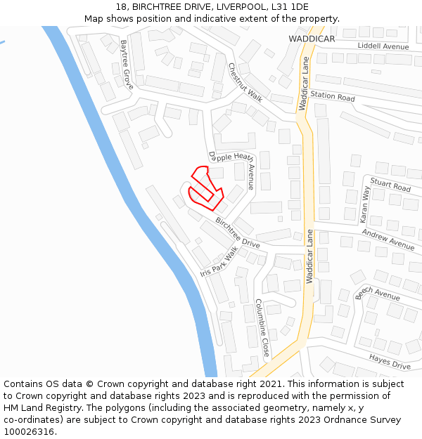 18, BIRCHTREE DRIVE, LIVERPOOL, L31 1DE: Location map and indicative extent of plot