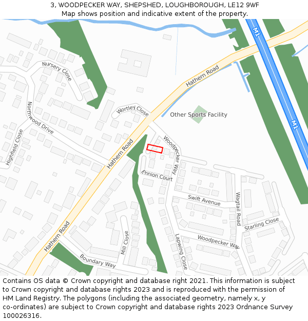 3, WOODPECKER WAY, SHEPSHED, LOUGHBOROUGH, LE12 9WF: Location map and indicative extent of plot