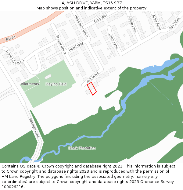 4, ASH DRIVE, YARM, TS15 9BZ: Location map and indicative extent of plot