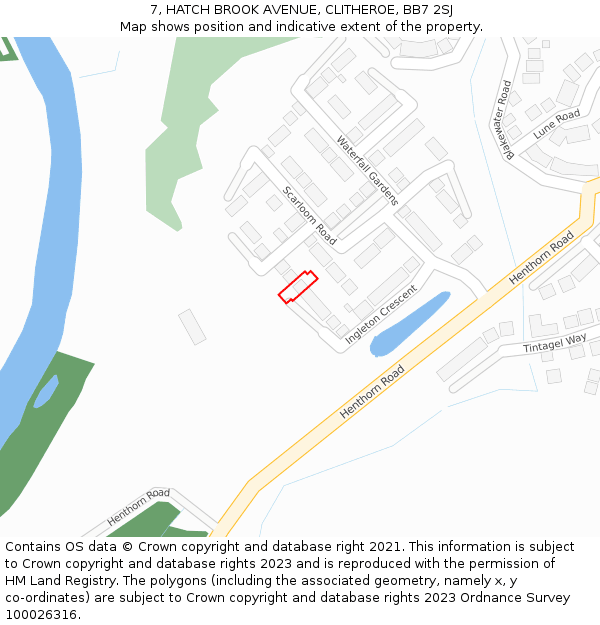 7, HATCH BROOK AVENUE, CLITHEROE, BB7 2SJ: Location map and indicative extent of plot
