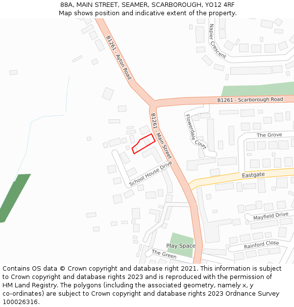88A, MAIN STREET, SEAMER, SCARBOROUGH, YO12 4RF: Location map and indicative extent of plot