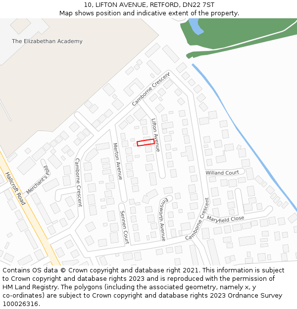 10, LIFTON AVENUE, RETFORD, DN22 7ST: Location map and indicative extent of plot