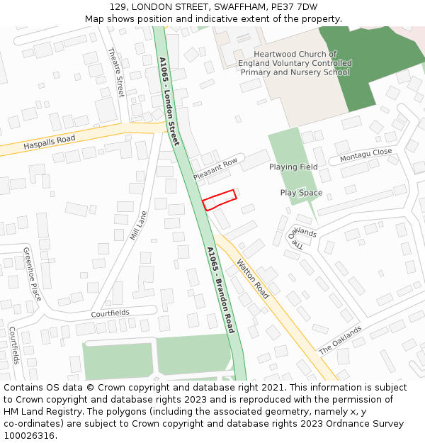 129, LONDON STREET, SWAFFHAM, PE37 7DW: Location map and indicative extent of plot