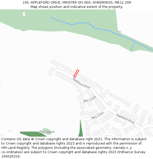 140, APPLEFORD DRIVE, MINSTER ON SEA, SHEERNESS, ME12 2SR: Location map and indicative extent of plot