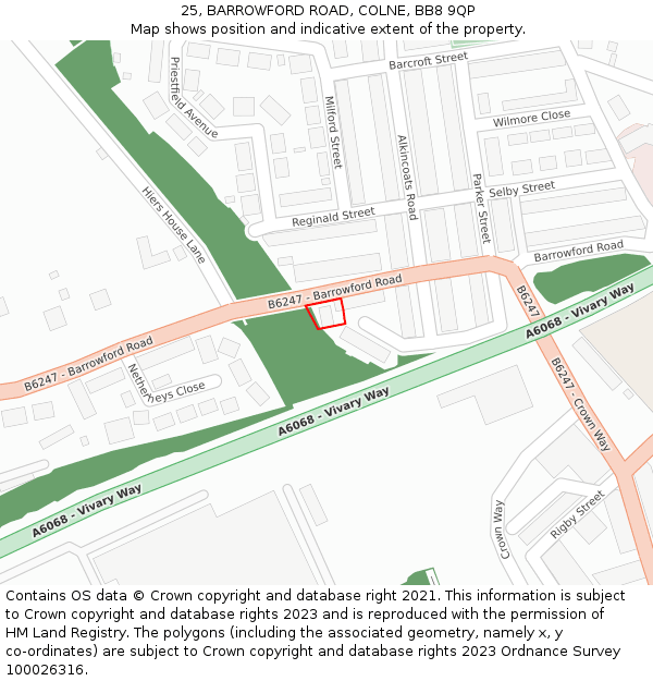 25, BARROWFORD ROAD, COLNE, BB8 9QP: Location map and indicative extent of plot