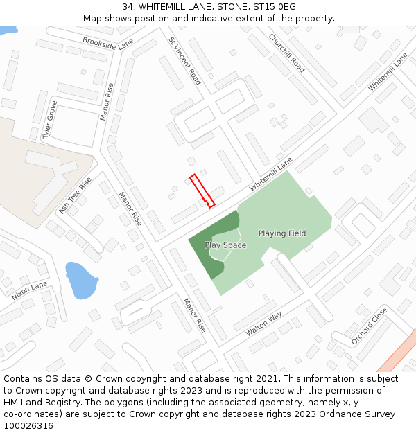 34, WHITEMILL LANE, STONE, ST15 0EG: Location map and indicative extent of plot