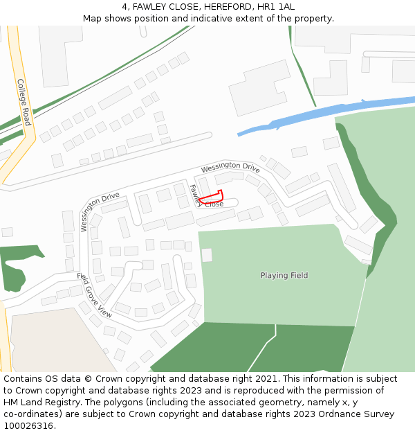 4, FAWLEY CLOSE, HEREFORD, HR1 1AL: Location map and indicative extent of plot