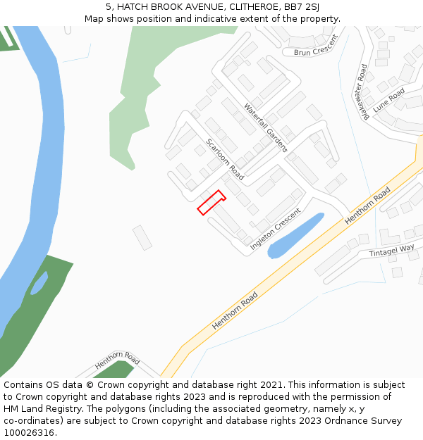 5, HATCH BROOK AVENUE, CLITHEROE, BB7 2SJ: Location map and indicative extent of plot