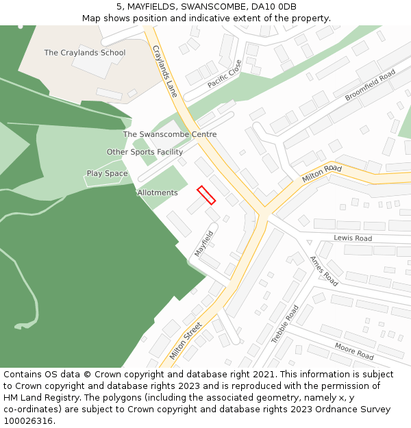 5, MAYFIELDS, SWANSCOMBE, DA10 0DB: Location map and indicative extent of plot