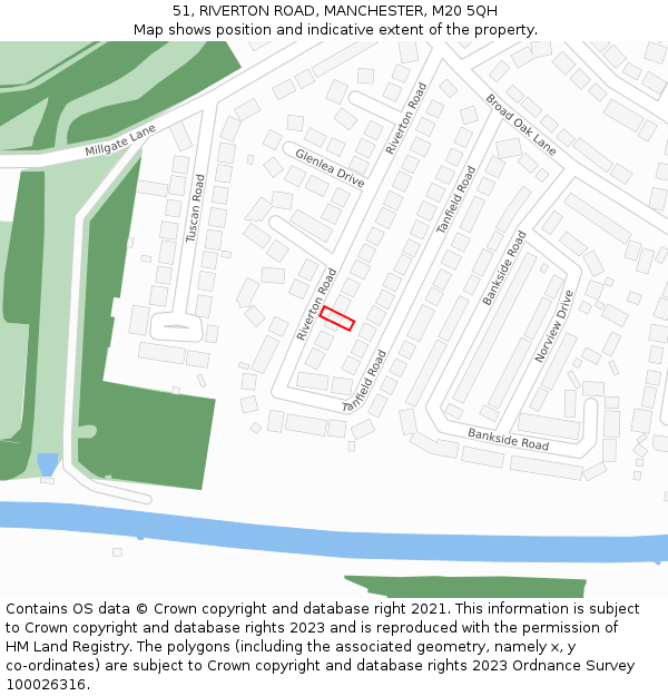 51, RIVERTON ROAD, MANCHESTER, M20 5QH: Location map and indicative extent of plot