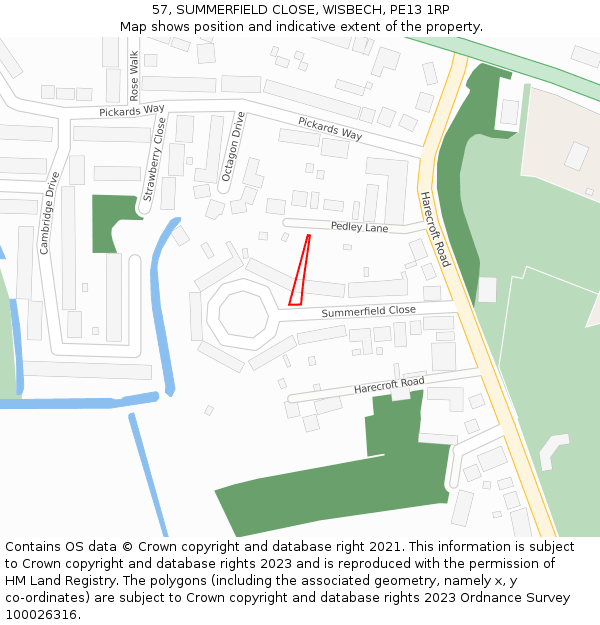 57, SUMMERFIELD CLOSE, WISBECH, PE13 1RP: Location map and indicative extent of plot