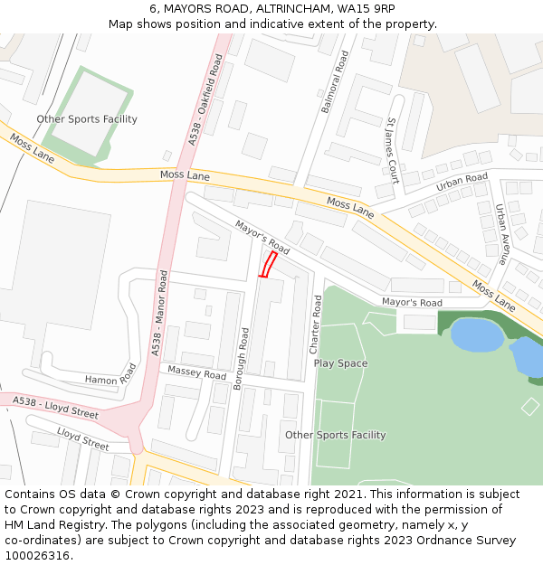 6, MAYORS ROAD, ALTRINCHAM, WA15 9RP: Location map and indicative extent of plot