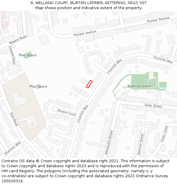 6, WELLAND COURT, BURTON LATIMER, KETTERING, NN15 5ST: Location map and indicative extent of plot