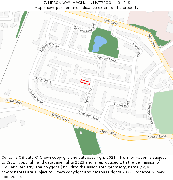 7, HERON WAY, MAGHULL, LIVERPOOL, L31 1LS: Location map and indicative extent of plot