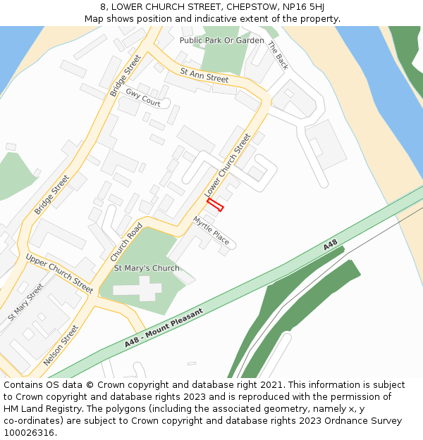 8, LOWER CHURCH STREET, CHEPSTOW, NP16 5HJ: Location map and indicative extent of plot