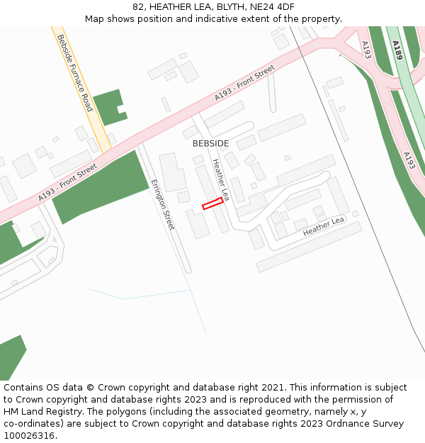 82, HEATHER LEA, BLYTH, NE24 4DF: Location map and indicative extent of plot