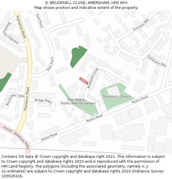 9, BRUDENELL CLOSE, AMERSHAM, HP6 6FH: Location map and indicative extent of plot