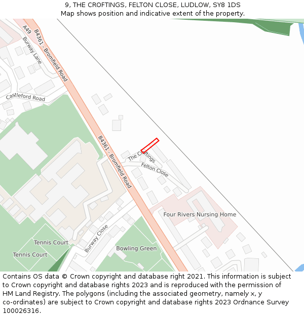9, THE CROFTINGS, FELTON CLOSE, LUDLOW, SY8 1DS: Location map and indicative extent of plot