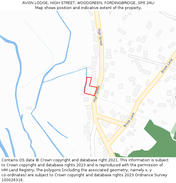 AVON LODGE, HIGH STREET, WOODGREEN, FORDINGBRIDGE, SP6 2AU: Location map and indicative extent of plot