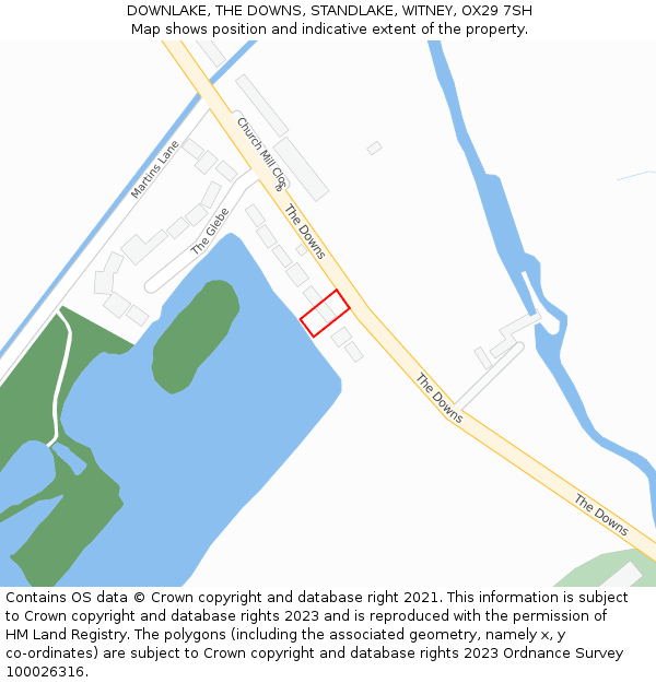 DOWNLAKE, THE DOWNS, STANDLAKE, WITNEY, OX29 7SH: Location map and indicative extent of plot