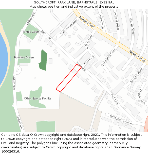 SOUTHCROFT, PARK LANE, BARNSTAPLE, EX32 9AL: Location map and indicative extent of plot