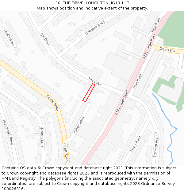 10, THE DRIVE, LOUGHTON, IG10 1HB: Location map and indicative extent of plot